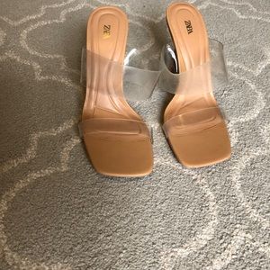 Zara High-heel sandals. Transparent straps on the front. Size 40